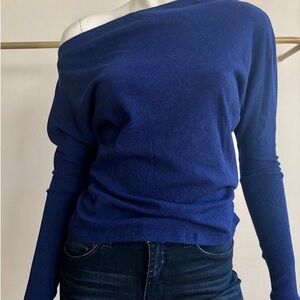 Enza Costa Off-Shoulder Sweater in Deep Blue